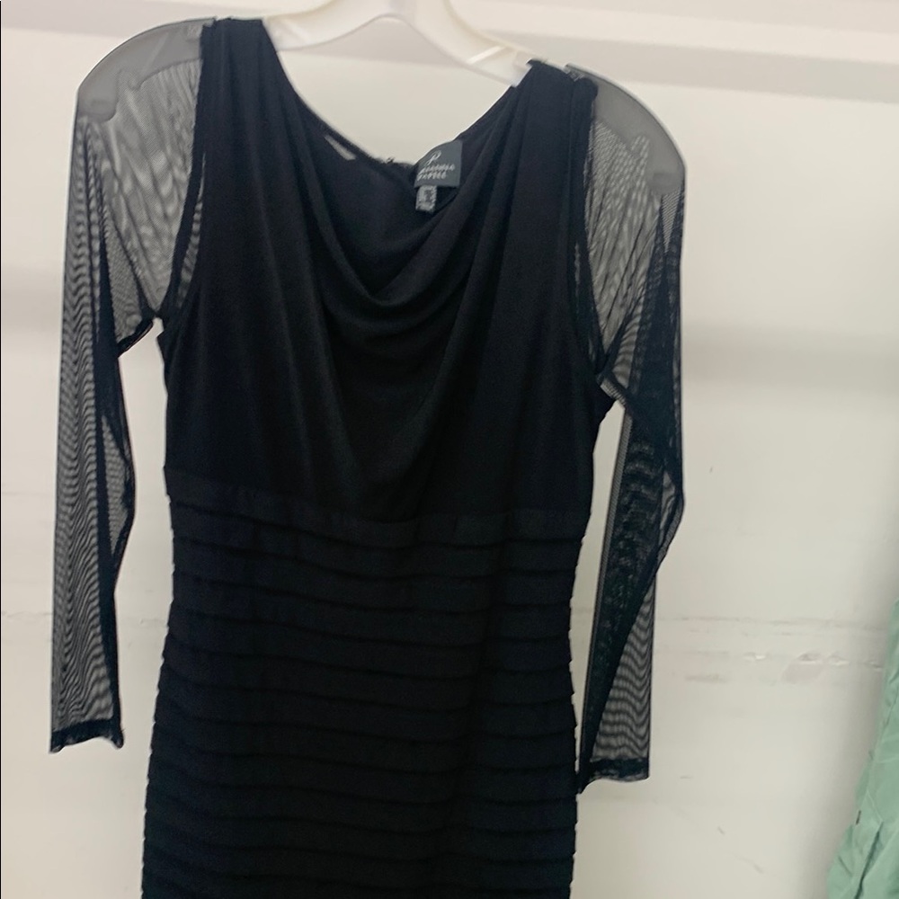 Elegant Black Dress with Sheer Sleeves